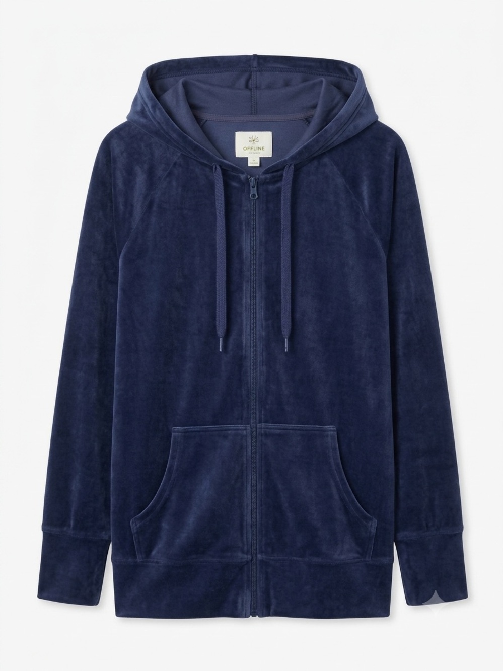 AERIE Velour Navy Zip-Up Hoodie BNWT